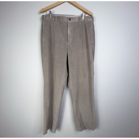 Brooks Brothers Hudson Men Flat Front Chino Corduroy Pants 36x32 Beige - Picture 1 of 12